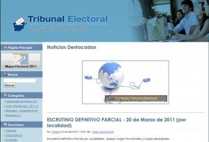 El sitio de la justicia electoral de Chubut