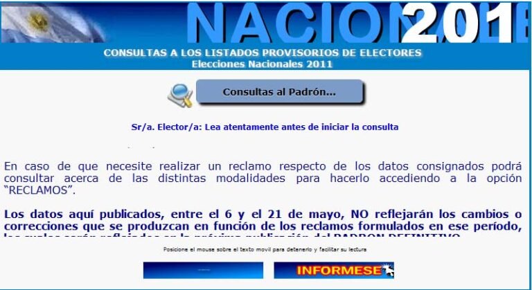 Captura de pantalla del sitio de la Justicia