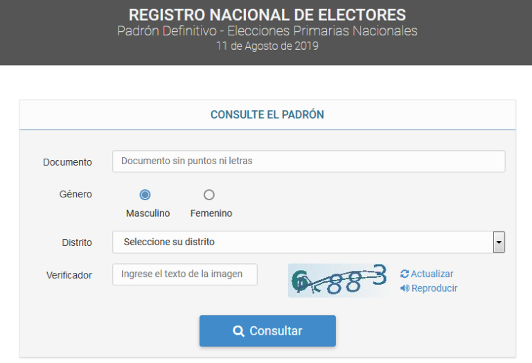 Elecciones Nacionales: Consultá donde votás